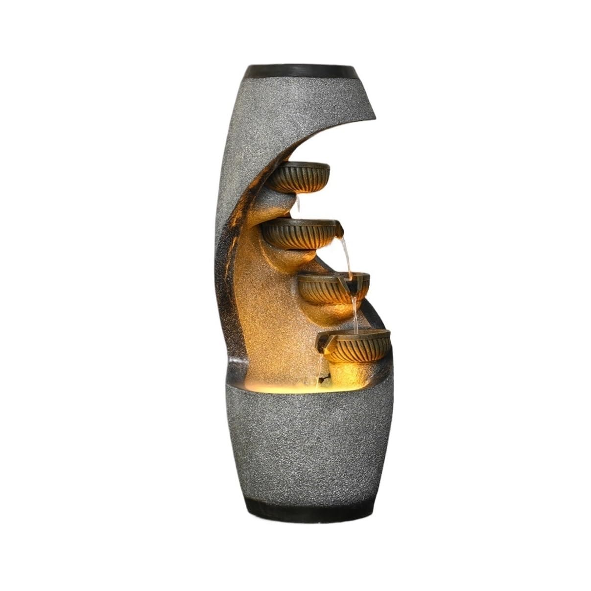 Garden 127cm Floor Standing Outdoor Fountain Garden Waterfall Decoration Water Feature for Porch Courtyard Home Art Decoration Pond