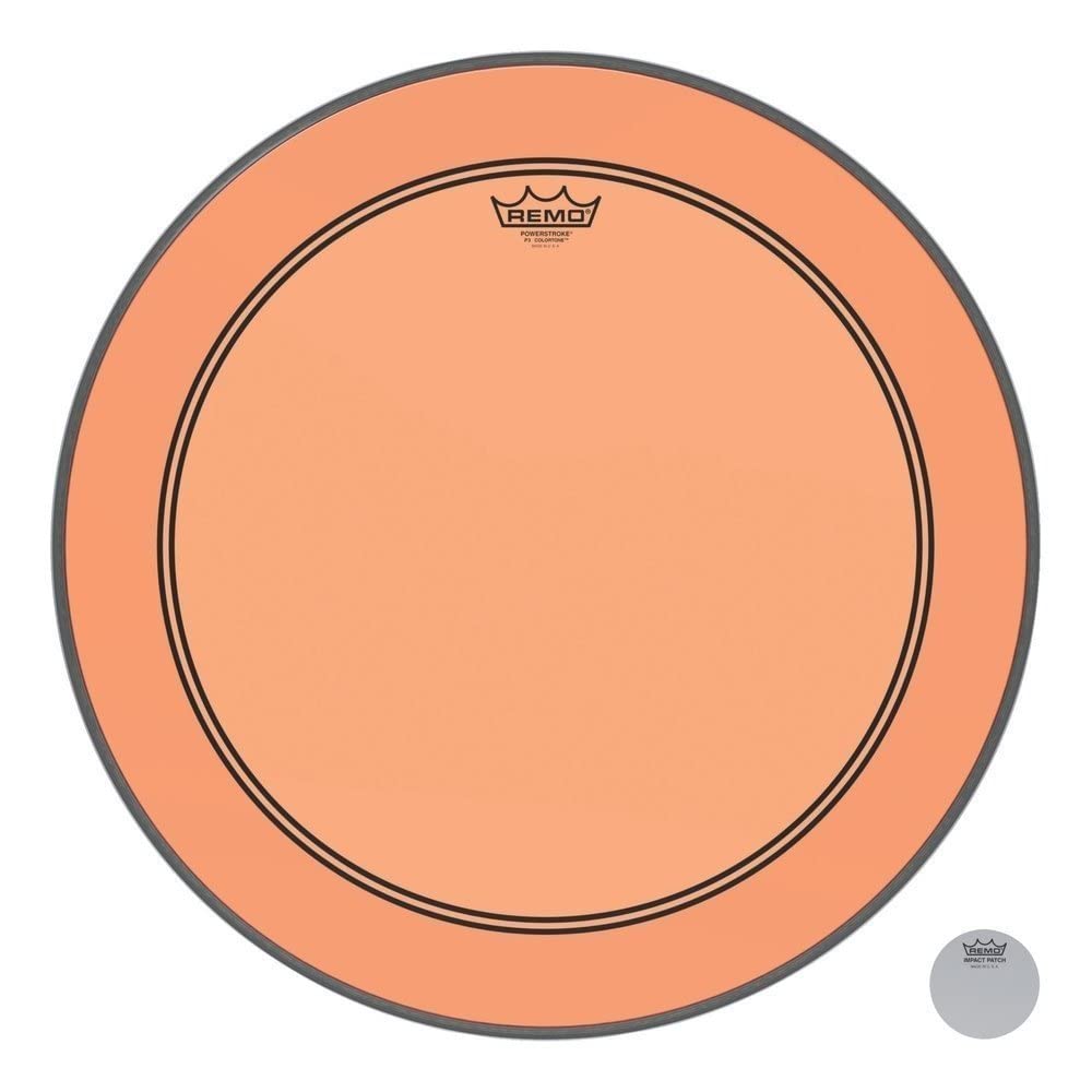 Remo Colortone Powerstroke 3 Clear Bass Drum 16 Inches Orange P3-1316-CT-OG, 16"