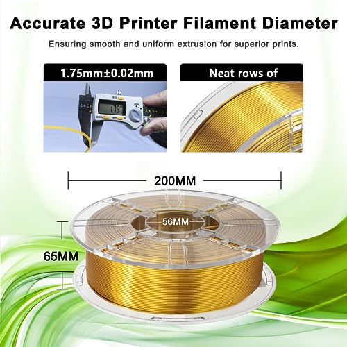 Image of iBOSS PLA Plus (PLA+) Silk Filament 1.75mm, 3D Printer Filament,1.75 PLA Filament, Dimensional Accuracy + /- 0.02 mm, 1KG 2.2 LBS Spool 3D Printing Material(Silk Gold)