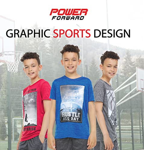 Power Forward Boys T Shirts - Youth Big Kids Active Athletic Workout Sports Basketball Graphic Short Sleeve Top 4 Pack thumb #1