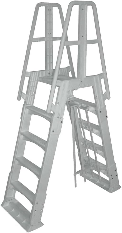 Escalera para piscina de resina con cierre deslizante gris