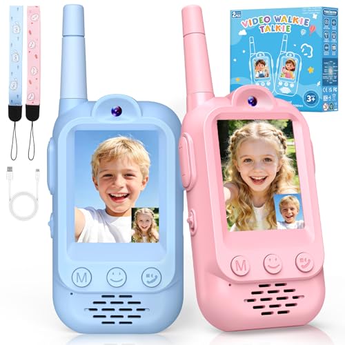 iKidiki Regalo Niñas Niños 3 4 5 6 7 8 Años, Juguetes Niño 3 8 Años Vídeo Walkie Talkie Niñas Recargable Juegos Niños 3 8 Años Regalos Cumpleaños Juguetes Exterior para Niños
