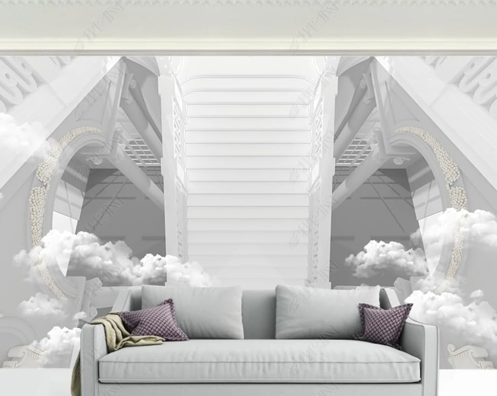 Papier peint intissé nuages blancs poster géant mural salon chambre 150x105