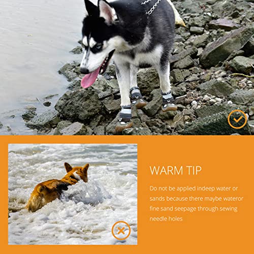 Dog Shoes For Small Medium Dogs: Large Dog Boots & Paw Protectors For Hot Pavement Winter Snow, Outdoor Walking 4Pcs Dog Booties, Indoor Hardfloors Anti Slip Sole Dog Shoes Brown Size 4 #TOP7