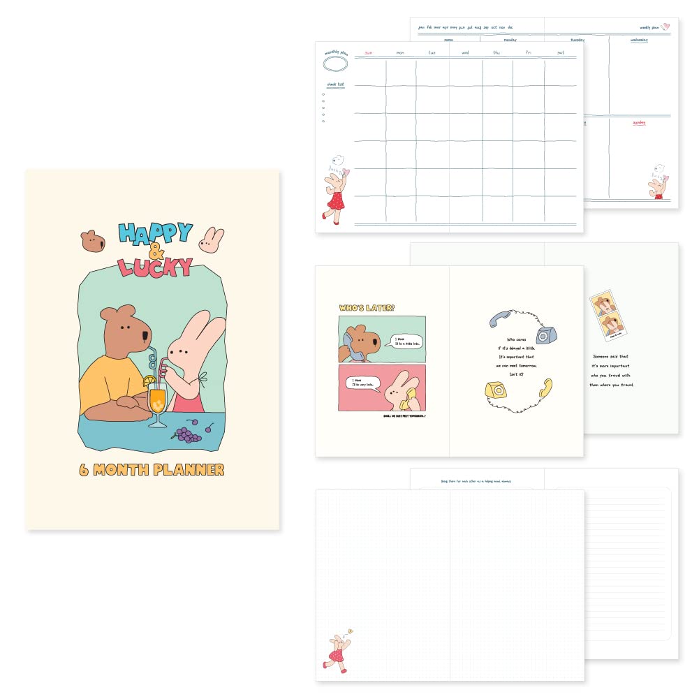 Monolike B6 Happy and Lucky Diary - 6 Month Cocktail Academic Planner, Weekly & Monthly Scheduler, Undated, 128x182mm