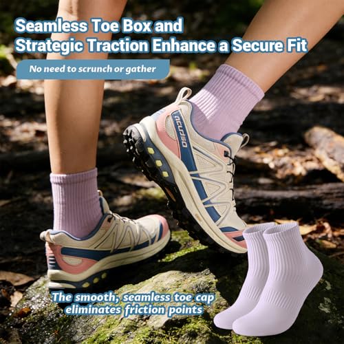 Image of Arch Compression Athletic Socks - 6 Pairs for Women, Moisture Wicking with 95% Cotton, Seamless Toe for Secure Fit