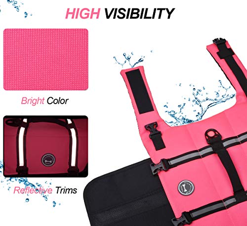 Vivaglory Ripstop Dog Life Vest, Reflective & Adjustable Life Jacket For Dogs With Rescue Handle For Swimming & Boating, Bright Pink, Xs #TOP4