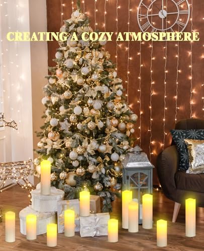 da by bougies led sans flamme lot de 12 à piles en cire véritable ivoire avec minuterie à distance (piles non fournies).