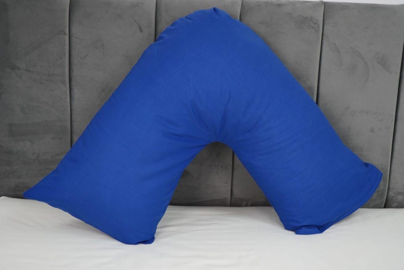 ARLINENS V Shaped Pregnancy Orthopedic *PILLOW* Plus Free Following Colours Polycotton PILLOWCASE: (ROYAL BLUE)
