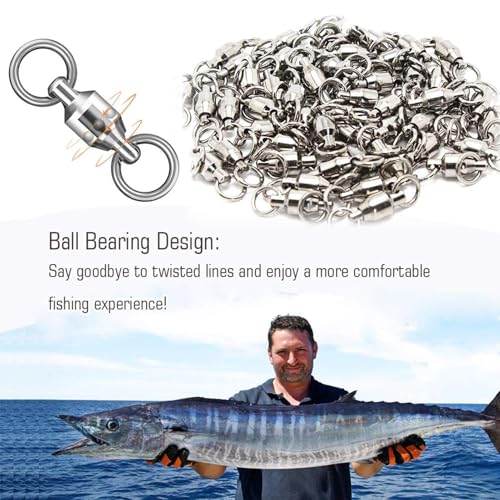 AMYSPORTS Ball Bearing Swivels Connector High Strength Stainless Steel Solid Welded Rings Barrel Swivels Saltwater Freshwater Fishing 25pcs 110lbs by AMYSPORTS - Used condition - Image 5
