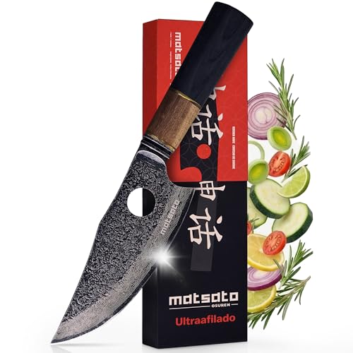 Matsato Osuren Cuchillo de Cocina – Hoja de Acero Japonés 16cm, Patrón Damascado, Mango Ergonómico de Madera, Herramienta Culinaria Premium para Precisión y Durabilidad Matsato Osuren Cuchillo de Cocina – Hoja de Acero Japonés 16cm, Patrón Damascado, Mango Ergonómico de Madera, Herramienta Culinaria Premium para Precisión y Durabilidad