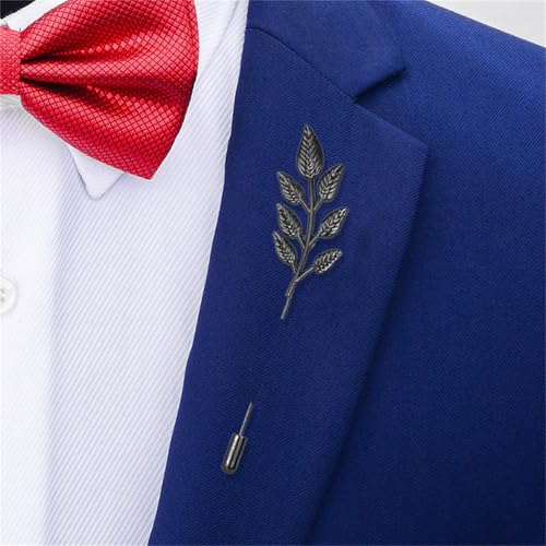 Image of coadipress Gentlemen Gold Silver Leaf Brooches Simple Elegant Retro Double Leaf Collar Pin Brooch Gold Silver Plant Leaves Brooches