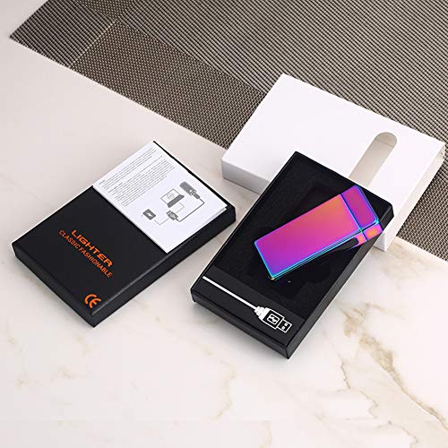 Leejie Plasma Lighter Usb Rechargeable Dual Arc Electric Lighter Windproof Flamess Lighter (Purple) #TOP5