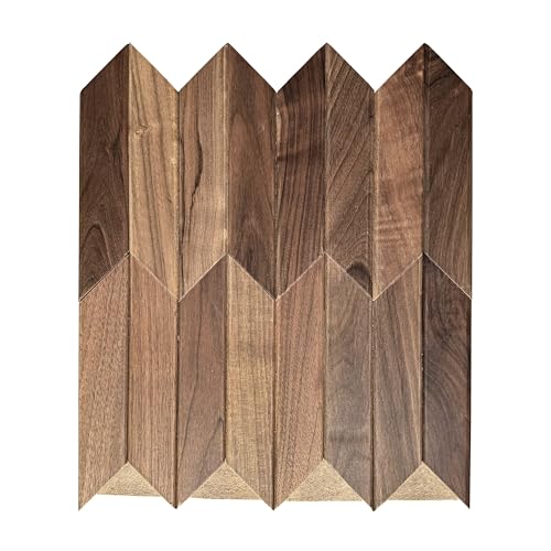 Luxdecor Walnut Wood Herringbone Style Wall Planks...