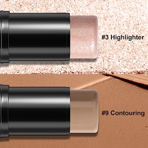 2Pcs-Cream-Contour-Stick-Makeup-Kit-Cream-Highlighter-Stick-and-Bronzer-Contour-Stick-with-Longwear-Waterproof-Formula-for-Brightening-and-Trimming-the-Cheeks-Makeup-Brush-Include-03-09 2Pcs Cream Contour Stick Makeup Kit, Cream Highlighter Stick and Bronzer Contour Stick with Longwear Waterproof Formula for Brightening and Trimming the Cheeks, Makeup Brush Include (#03, 09) - Image 3