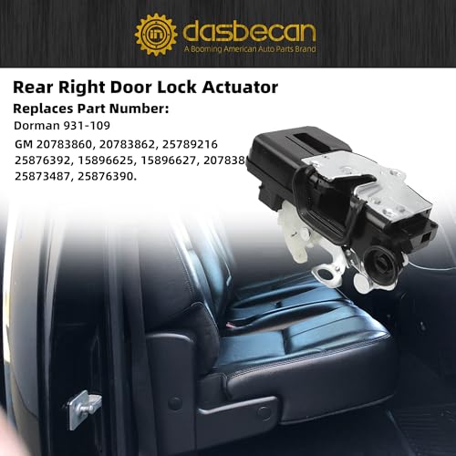 Image of Dasbecan Rear Right Door Lock Actuator Motor Compatible with Chevy Silverado Tahoe Suburban 1500 GMC Sierra Yukon XL Cadillac Escalade 2007-2009 Replaces 931-109 Rear Passenger Side
