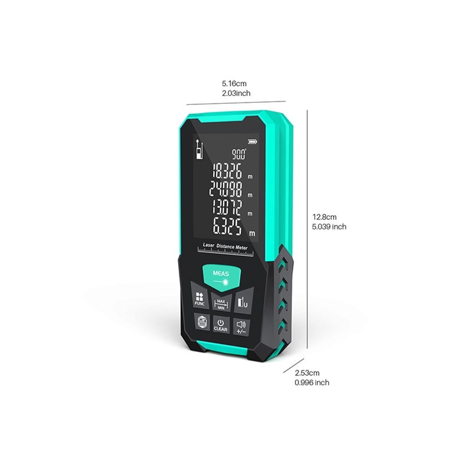 Telémetro, fuente de alimentación verde, múltiples modos de medición, batería M/FT/IN, 5 opciones de rango, dispositivo de medición doméstico, medidor de distancia portátil(50m)
