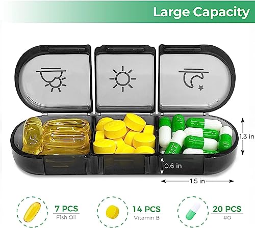 Image of Weekly Medicine Organizer Box 03 Times a Day, Tablets Container Case Travel Pill Box For 07 days | Black | 01 Pcs