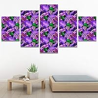 SIGNWIN 5 Panel Canvas Wall Art Modern Art Decorative Elements Fun Illustrations Leaves Multicolor Patterns for Home Decorations Ready to Hang - 60
