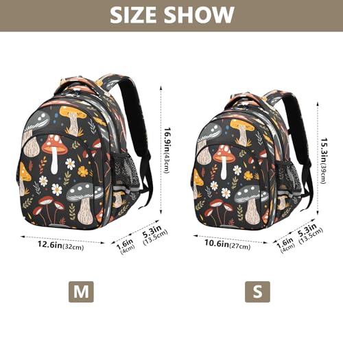 Mushroom and Flower Backpack For Girls Kindergarten Elementary Bookbag Lightweight Childrens School Bag,Medium4