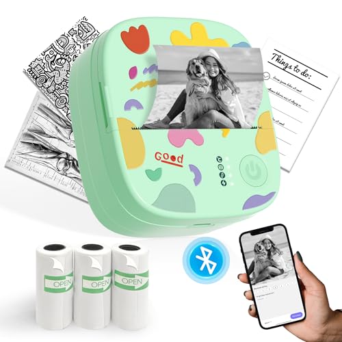 XenGro Mini Sticker Printer AHM2, Mini Thermal Printer with 3 Rolls...