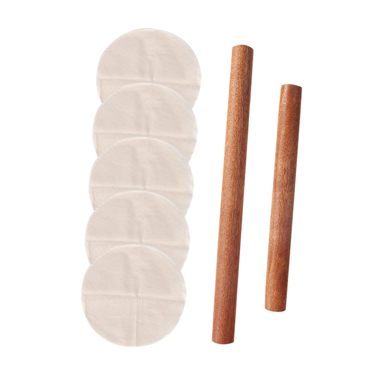 Wooden Rolling Pin with Steamer Cloth Flour Rolling Rods for Cake Pasta Dough Steamer Liners for Steamed Buns Dumplings Kitchen Baking Tools for Homemade Pastry