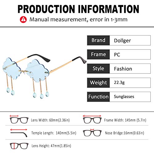 BOJOD Rimless Cute Sunglasses For Women Trendy Vintage Creative 90s Sunglasses Funny Cloud Shaped Disco Glasses 5