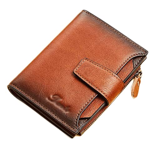 LIOONS Wallet Women's Leather Wallet Vintage Portable Card Holder Simple Coin Purses 18 Card Slots Unisex Coins Pocket Tear-Resistant