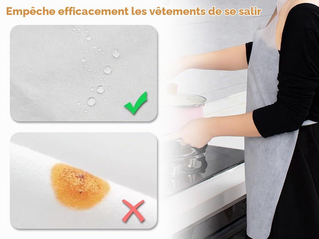50 PCS Bavoirs Adultes Jetables, Imperméables et Pratiques - Grand Bavoir Pour Hommes et Femmes - Pour Manger, Peindre
