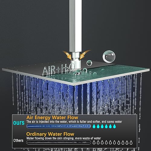 Enga Rain Shower Jet Thermostatic System Work At the Same Time, Body Spray with On-off Switch, 16inch Brushed Nickel Brass Faucet Complete Set by Enga - Image 7