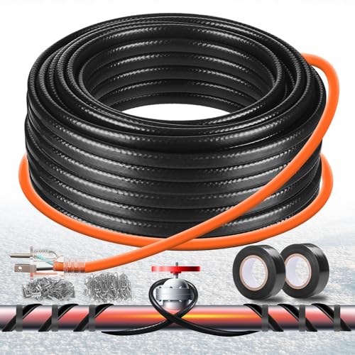 3FT-160FT Heat Tape for Water Pipes,Heating Cable for Pipe Freeze Protection,Water Pipe Insulation/Roof Snow De-Icing,Deicing Heating Cable,with Mount