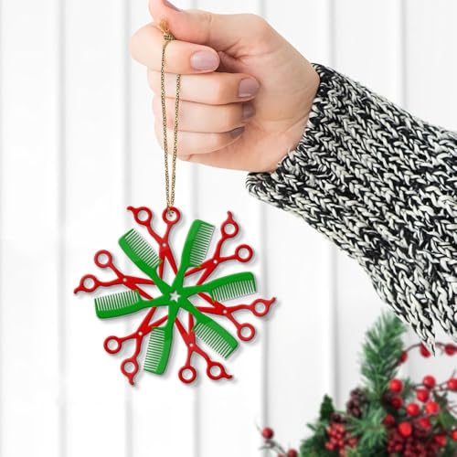 Décoration Noël acrylique coiffeur flocon ciseaux pour sapin - 6
