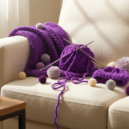 Image of Timgle 12 Skeins Chunky Chenille Yarn for Crocheting, 552 Yards Bulky Purple Thick Fluffy Yarns Soft Velvet Plush Yarn for Hand Knitting Blanket Crafts Project
