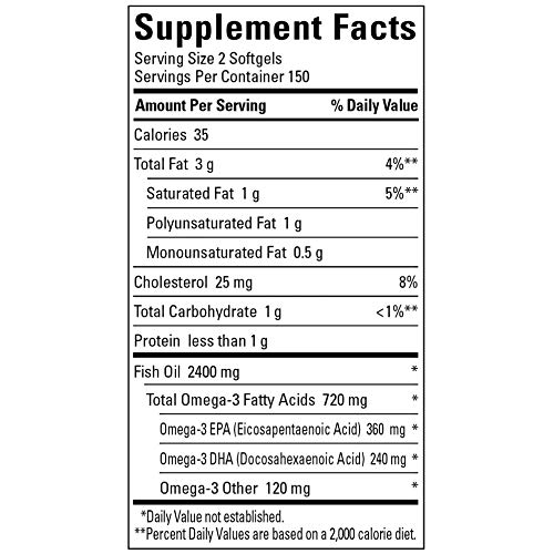 Nature Made Burp Less Fish Oil 1200 Mg, Fish Oil Supplements, Omega 3 Fish Oil For Healthy Heart Support, Omega 3 Supplement With 300 Softgels, 150 Day Supply #TOP4