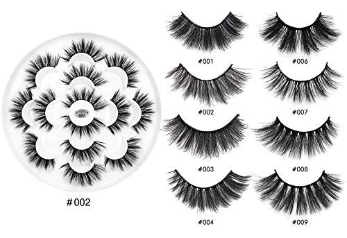 Dysilk 7 Pairs 6D Lashes Faux Mink Eyelashes Wispy Fluffy Natural Look False Eyelashes Long Lashes Pack Mink Lashes Soft Reusable Eye Lashes |002 #TOP4