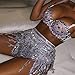 Victray Belly Dance Hip Skirt Tassel Scarf Sequin Wrap Rave Costume for Women (Silver)