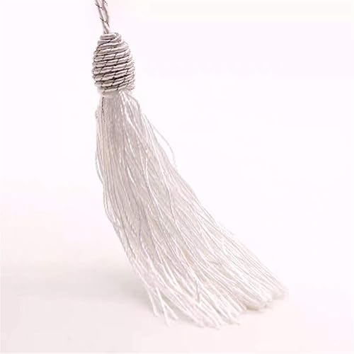 Miniatura 4 de 20 borlas sedosas con hilo dorado, pequeño nudo chino para hacer joyas, recuerdos, marcapáginas, accesorios de manualidades (blanco)