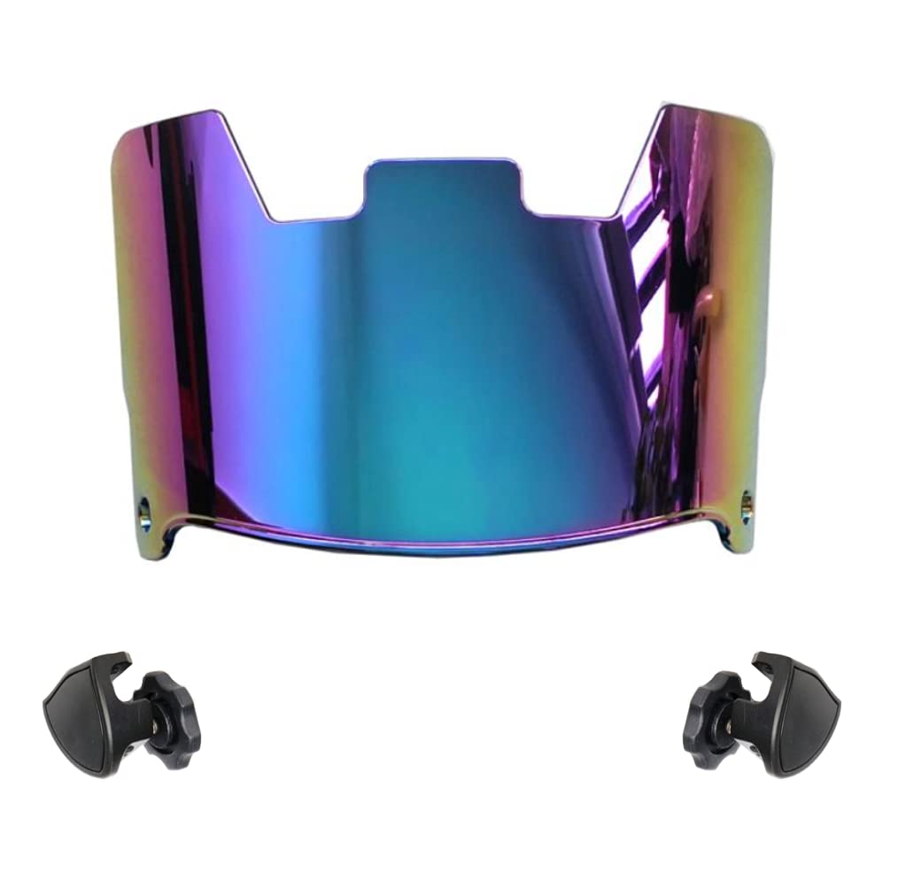 UniqueHelmets Rainbow Iridium Mirror Premium Football Helmet Visor Eye Shield wFast Release Clips for Full Size Helmets Fits Adult & Youth, FBV-RAINBOW
