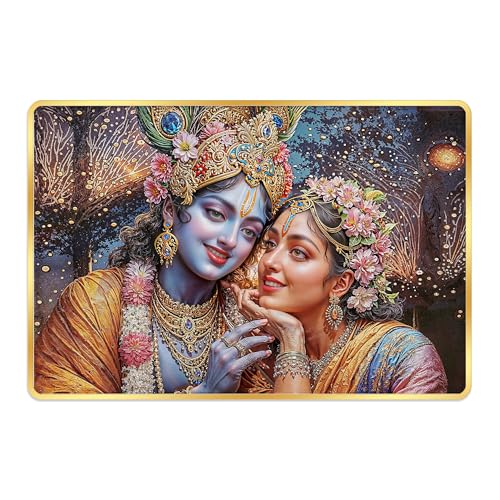 Image of Indianara Radha Krishna Painting With Golden Frame, 18 x 12 Inches, Religious Wall Art(10111GP)