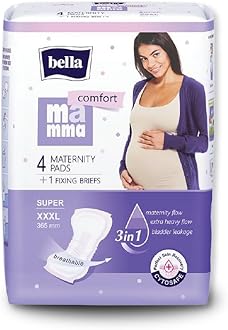 Bella Mamma Comfort Super Maternity Pads | After Delivery For Women | Anatomical Shape | Ultra Absorption | CYTOSAFE Perfect Skin Recovery | Size XXXL | 4 Pads + 1 Fixing Briefs