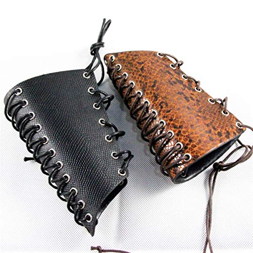 Amosfun Protetor de braço de couro punk pulseira de pulso vintage tecelagem para cosplay fantasia de