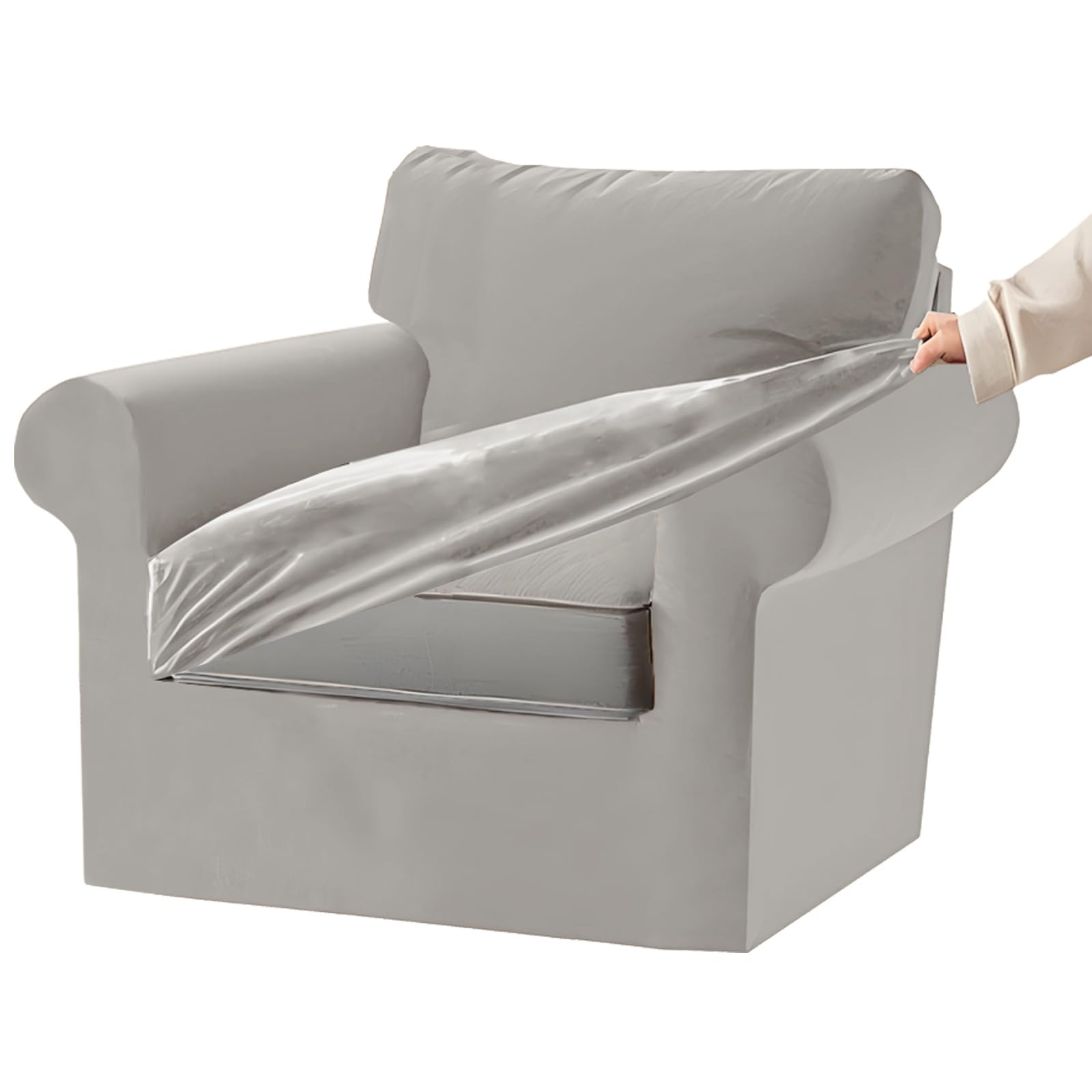 KYJSW Stretch Ektorp Sofa Cover with Separate Seat Cushions and Backrests Covers Velvet Sofa Slipcovers with Elastic Band 1 2 3 4 Seater Set (Light grey,Large 1 Seat Set 3 PCS)