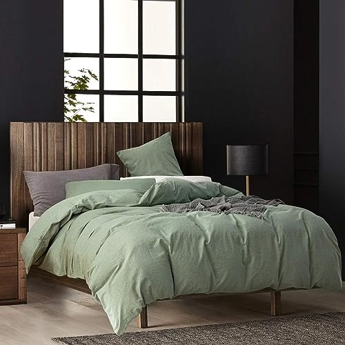 Ecocott 3 PIECES BEDDING QUEEN SIZE DUVET COVER Sage Green Duvet Cover Queen Size thumb #1