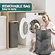 YOUDENOVA Wäschekorb mit Deckel 48L Wäschesammler schmal mit Wäschesack faltbarer Wäschesortierer Holz Bambus Wäschetruhe hoch Laundry Baskets, Dunkelgrau