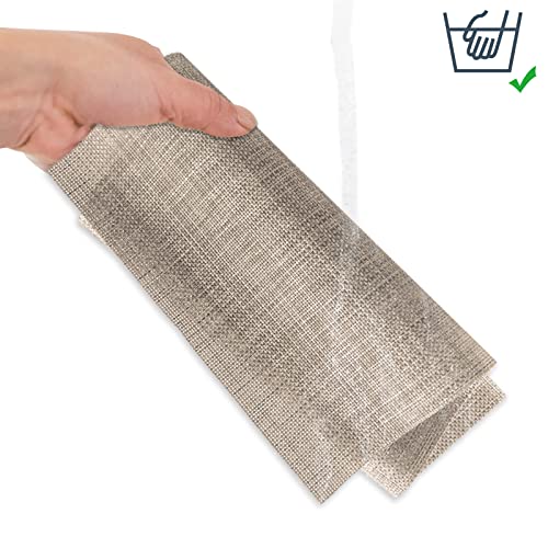 Tovagliette Americana Lavabili, Set di 6 Tovagliette Colazione in PVC, Antiscivolo, Resistenti al Calore, per Tavolo da Cucina (Beige Scuro) - immagine 4
