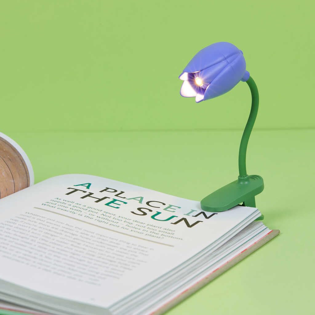 Balvi Lampada Flessibile con Clip a Forma di Tulipano per Lettura Colore Lilla