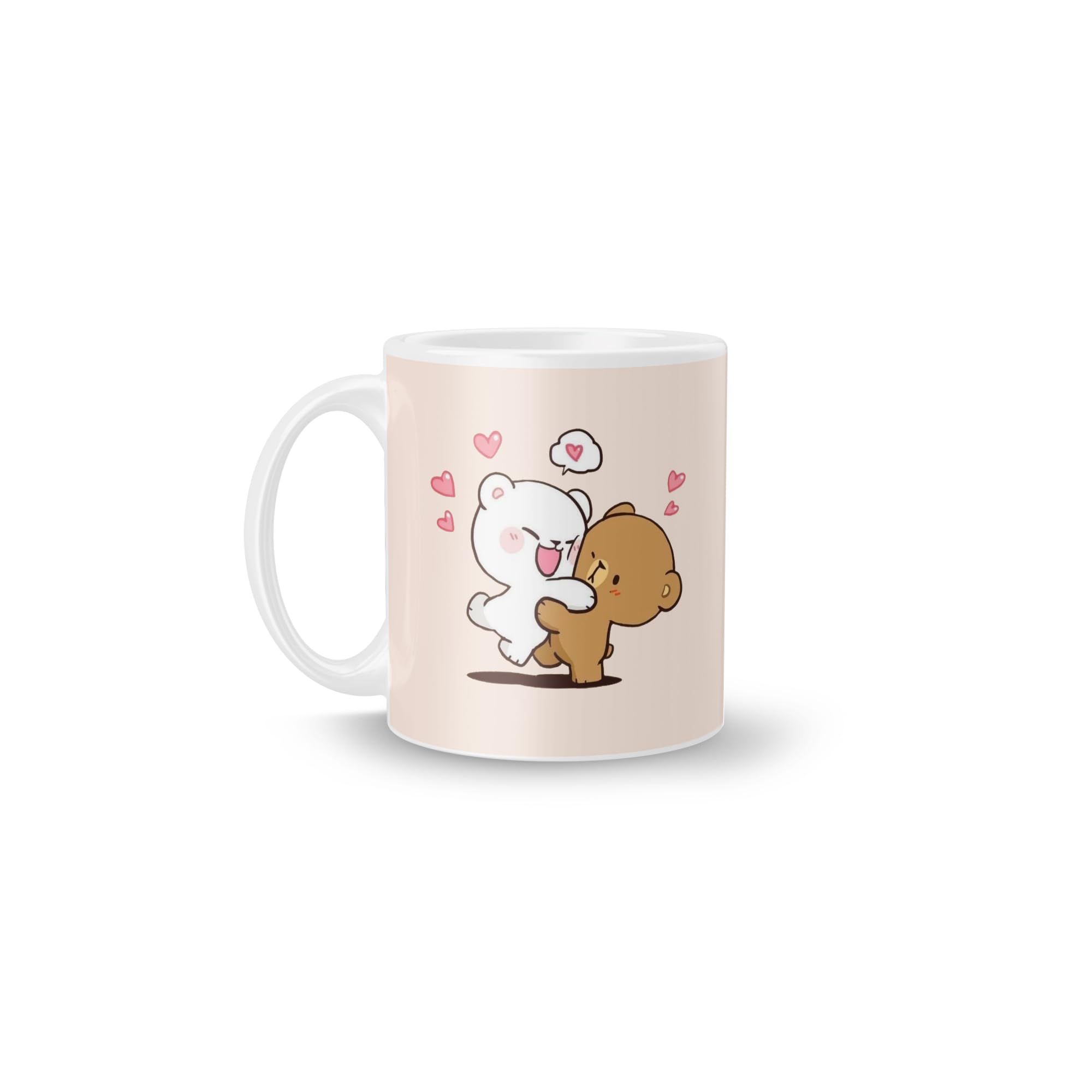MUGKIN Special Milk and Mocha Bear Printed Coffee Mug White Ceramic Mug 350 ml,(Pack of 1 Mug) Gift for Couple,Friends,Kids,Birthday