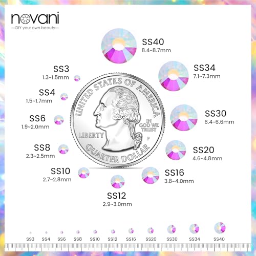 Image of Novani Crystal Rhinestones, Flatback Loose Gemstones 2880pcs Glass Rhinestones for Clothes Shoes Crafts Makeup Nail Art and DIY Decorations(SS4, Crystal AB)