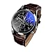 KIOP Men's Luxury Fashion Faux Leather Mens Blue Ray Glass Quartz Analog Watches