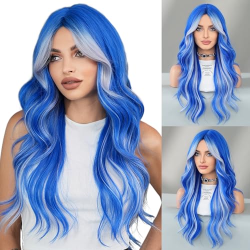 Blue Platinum Blonde Highlight Wig